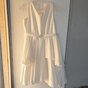 Chic Cream Kids Dress with Embellished Belt